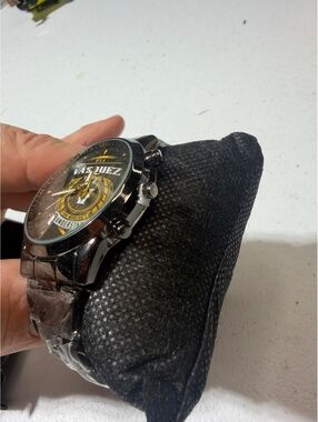Accessories | Mens Black And Gold Analog Watch | Poshmark